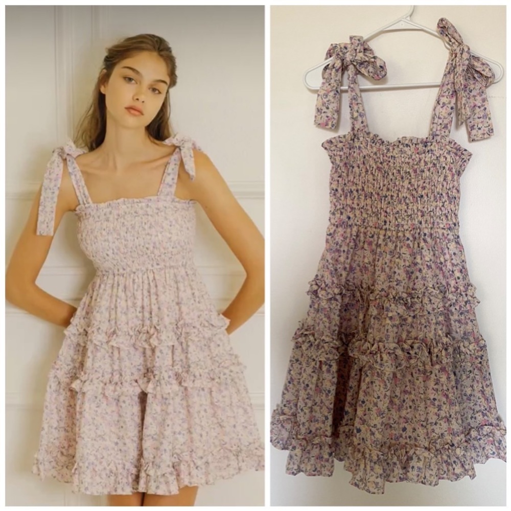 Sweet En Forme Eyelet Floral Ruffle Dress S NWOT